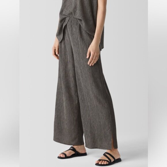 Eileen Fisher Woven Plissé Wide Leg Pant - Picture 2 of 6